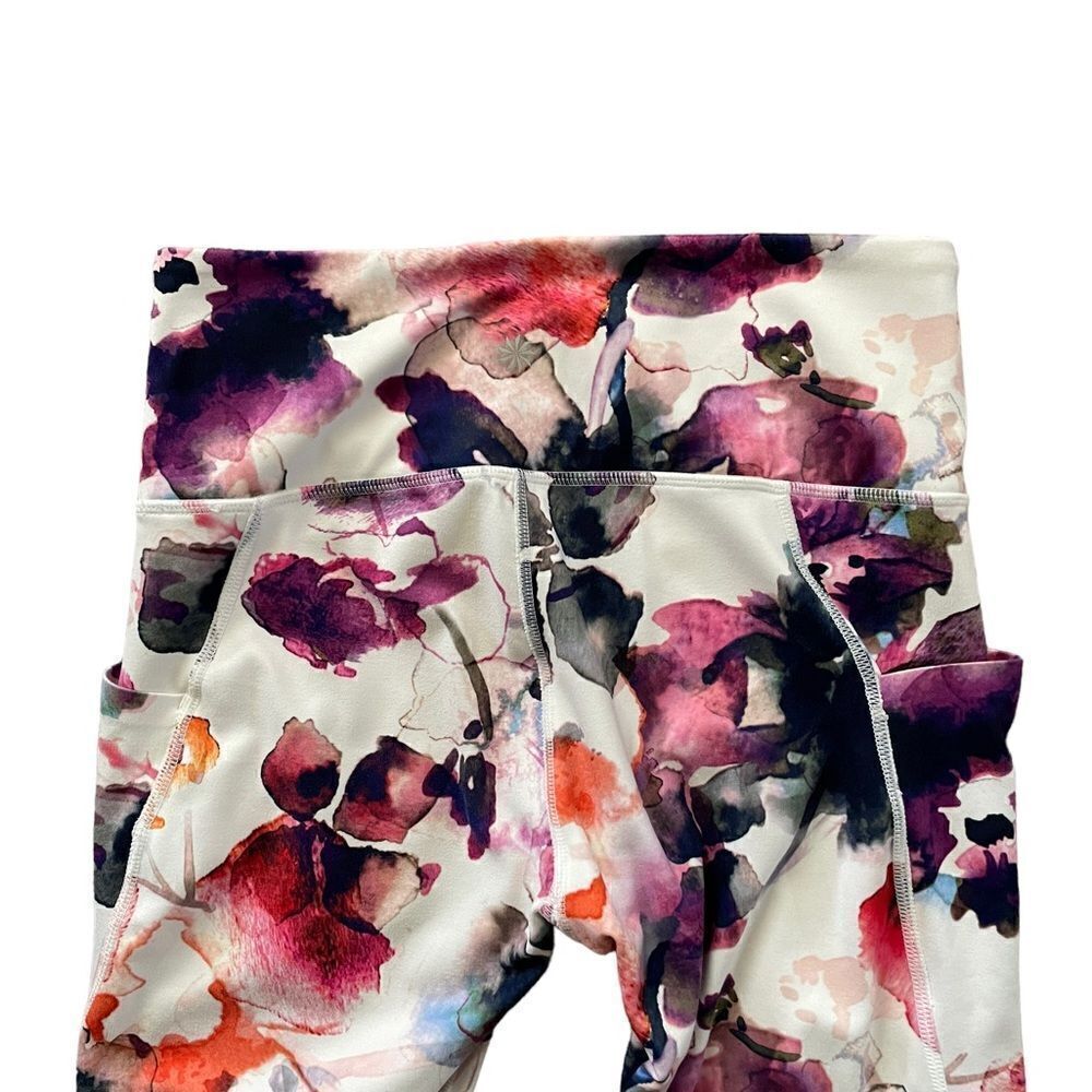 ATHLETA Floral Mudra 7/8 Tight White Purple/Multi Size Small - Picture 5 of 8